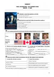 English Worksheet: Nationalities - Final Destination