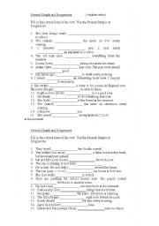 English Worksheet: Present Simple and Present Progresive