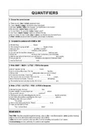 English Worksheet: quantifiers