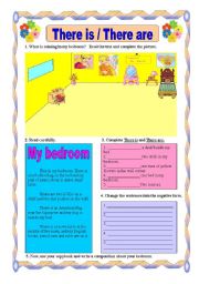 English Worksheet: verb there to be: Karols Bedroom