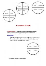 English worksheet: Grammar wheels