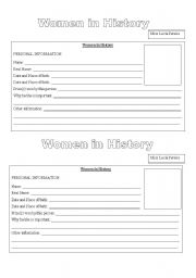 English worksheet: women in history