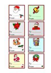 English Worksheet: Christmas cards for gift - (to-from) 1-3