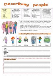 English Worksheet: Describing people