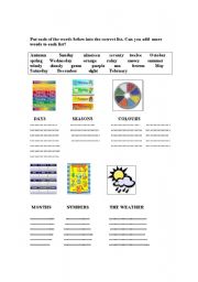 English Worksheet: days,months