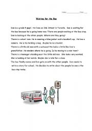 English Worksheet: Waiting for the Bus - Reading Comprehension Test