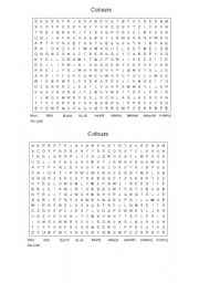 English Worksheet: Colours wordsearch