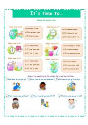 English Worksheet: TIME AND PRESENT SIMPLE!