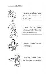 English Worksheet: Read and colour