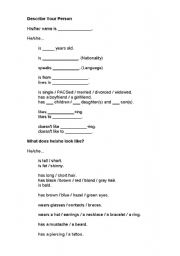 English Worksheet: describe person