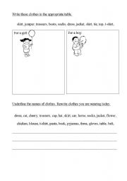 English worksheet: Two exercises about clothes