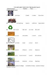 English worksheet: vocabulary test