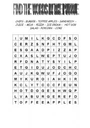 English Worksheet: food puzzle