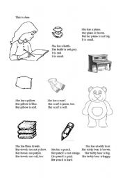 English worksheet: This is Ann. Practising: She has/Her