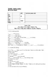 English Worksheet: TO BE - affirmative form