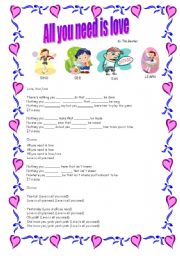 English Worksheet: All you need is love by The Beatles