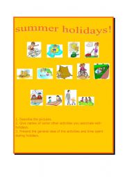 English worksheet: summer holidays