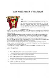 English Worksheet: THE CHRISTMAS STOCKING