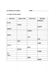 English Worksheet: IRREGULAR VERBS TEST  (A-L)