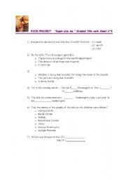 English Worksheet: supersize me film quiz part 2