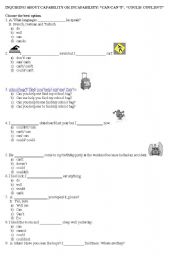 English Worksheet: can/cannot/could/couldnot