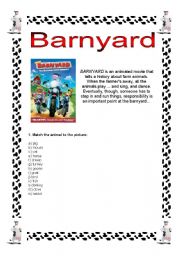 English Worksheet: Watching Barnyard - Part 1