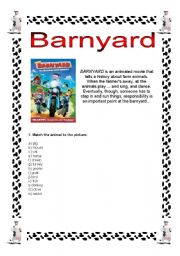 English Worksheet: Watching Barnyard - Part 1