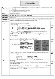 English Worksheet: Friendship