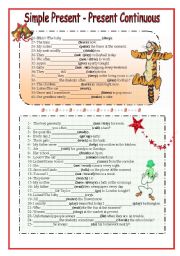 English Worksheet: SimplePresent-Present Continuous Tense