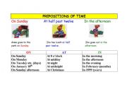 English Worksheet: Prepositions of Time