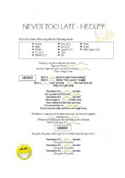 English Worksheet: Song - Never Too Late