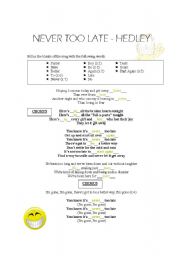 English worksheet: Song - Never Too Late