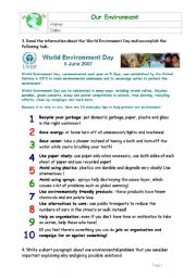 English Worksheet: Environemnt - Ten Tips to Help