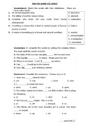 English Worksheet: GRAMMAR AND VOCAB