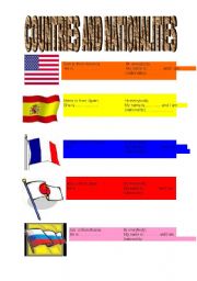 English worksheet: countries-nationalities