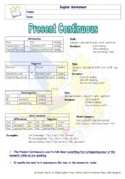 English Worksheet: Present Continuous