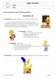 English Worksheet: School life- Writing