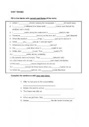 English Worksheet: past tenses