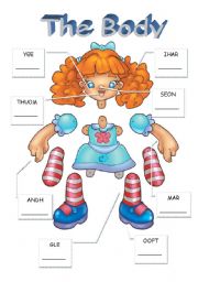 English Worksheet: Label the doll and make a puppet