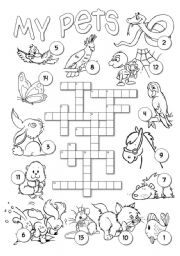 English Worksheet: Pets Crossword