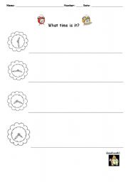 English worksheet: What time is it? - Exercise 2 (with pointers)
