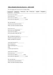 English Worksheet: Sam Cooke song to practice school subjects