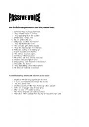 English Worksheet: passive voice