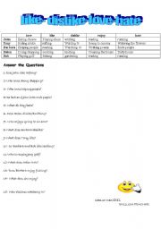 English worksheet: like dislike