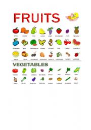 English Worksheet: FOOD - FRUITS and VEGETABLES