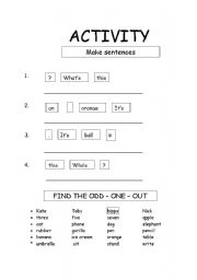 English worksheet: make a sentences