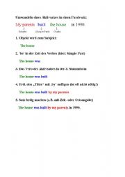 English Worksheet: Change an active sentence into a passive one