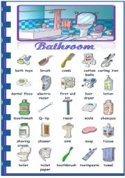 English Worksheet: Rooms in the house - bathroom