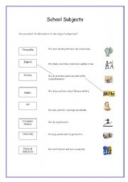 English Worksheet: School Subjects