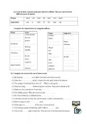 English Worksheet: word formation- suffixes